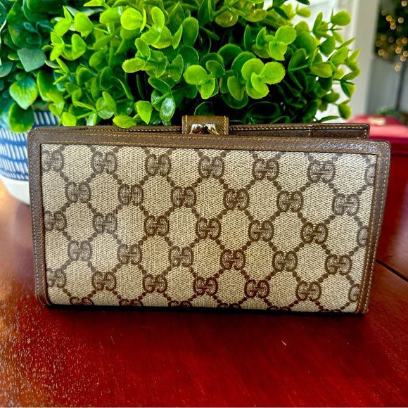 Rare 1970s Vintage GUCCI Trifold Brown Monogram Wallet EUC - Picture 2 of 12